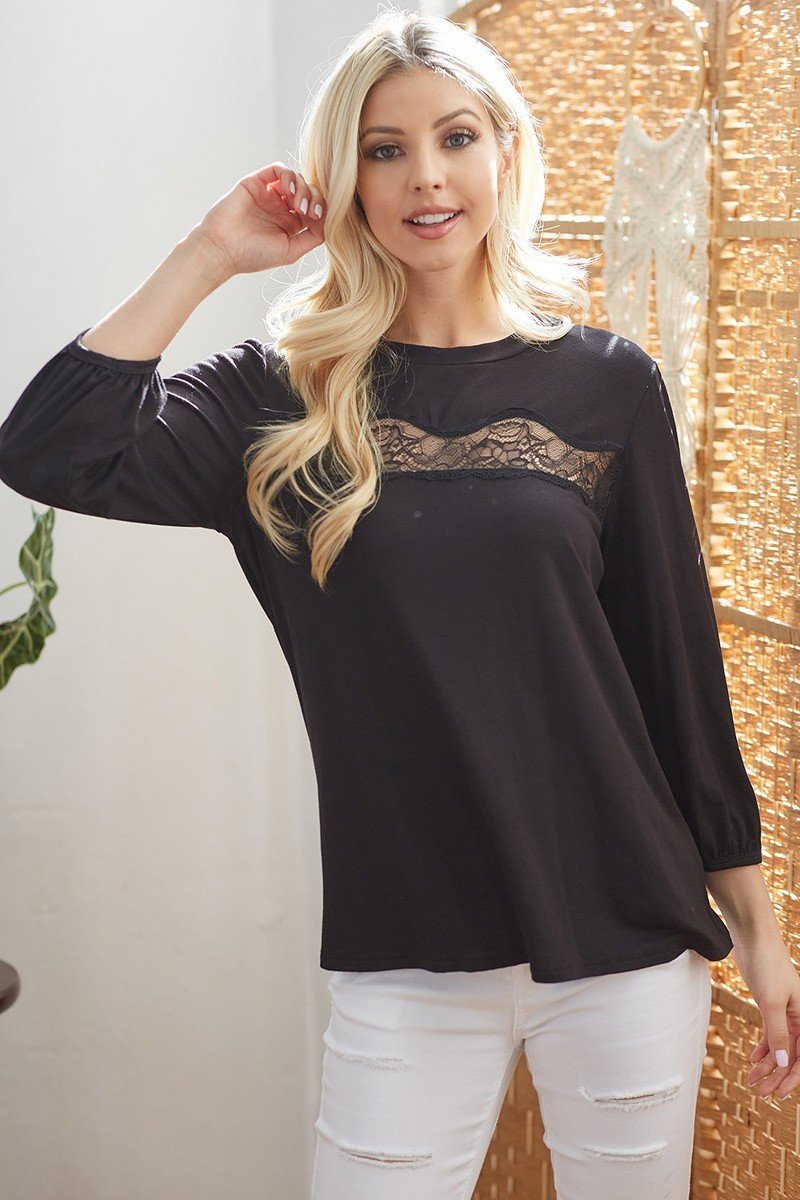 Laced See-Through Longsleeve Top